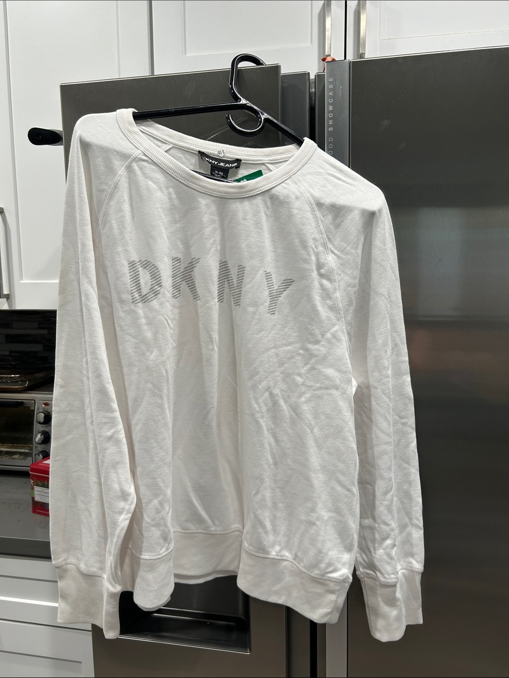 DKNY White Crewneck Sweatshirt with Subtle Logo Detail